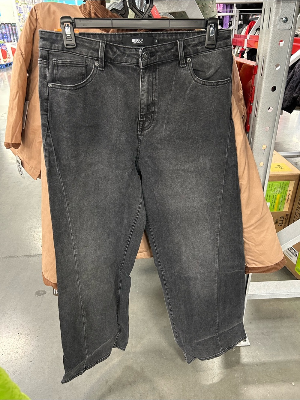 Hudson Los Angeles Black Wash Seamed Wide Leg Jeans new